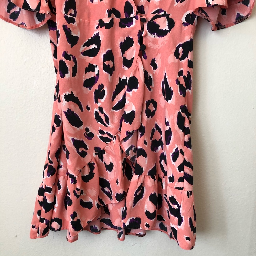Topshop Blair Leopard Print Wrap Ruffle Mini Dress - Picture 6 of 10